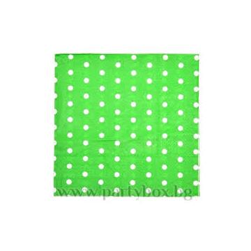 Парти салфетки - Зелени на точки