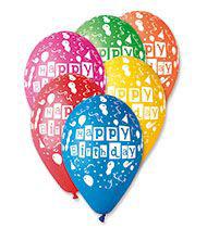Балони Happy Birthday на бял фон с размер 30 см