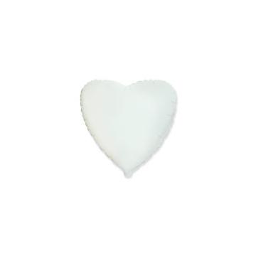 Балон фолио с формата на сърце в цвят бяло 45 см.