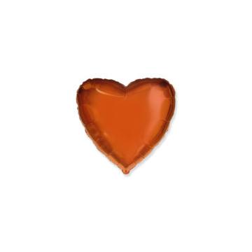 Балон фолио с формата на сърце в цвят оранжево 45 см.
