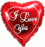 Балон фолио с формата на сърце червен с надпис " I love you " 60 см.