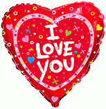 Балон фолио с формата на сърце червен с надпис " I love you"