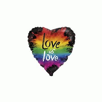 Балон фолио с формата на сърце черен с надпис " love is love "