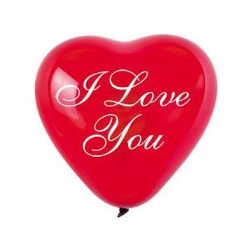 Балон с формата на сърце червен с надпис " I love you "