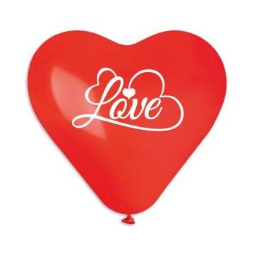 Балон с формата на сърце и надпис Love