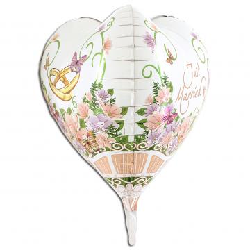 Балон фолио с формата на сърце 4 D с надпис Just Married