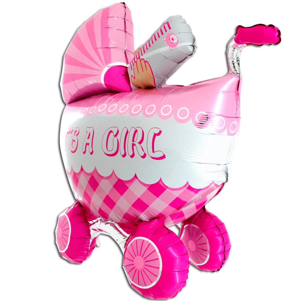 Балон бебешка количка розова 3 D