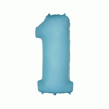 Фолиева цифра бебешко синьо пастел“1“ с височина 103 см.