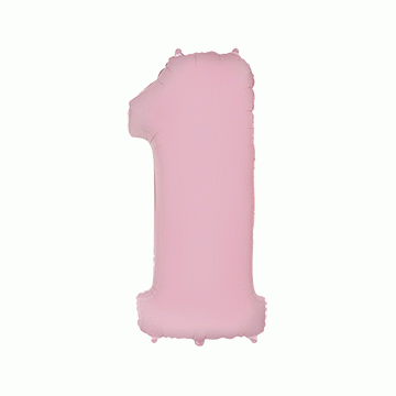 Фолиева цифра бебешко розово пастел“1“ с височина 103 см.