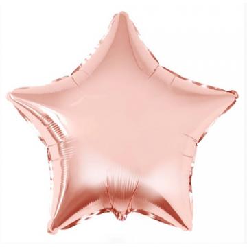 Балон фолио с формата на звезда в цвят розово злато 45 см.