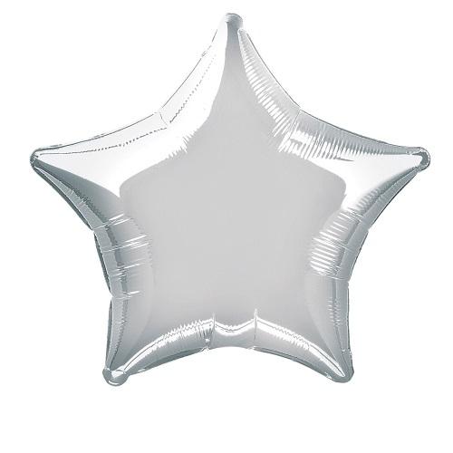 Балон фолио с формата на звезда в цвят сребро 45 см. / 80 см.