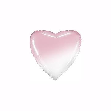 Балон фолио с формата на сърце в цвят бебешко розово преливащо в бяло