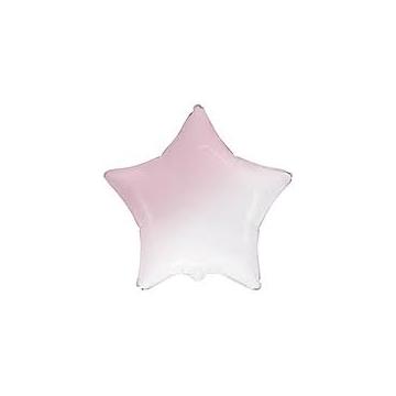 Балон фолио с формата на звезда в цвят бебешко розово преливащо в бяло