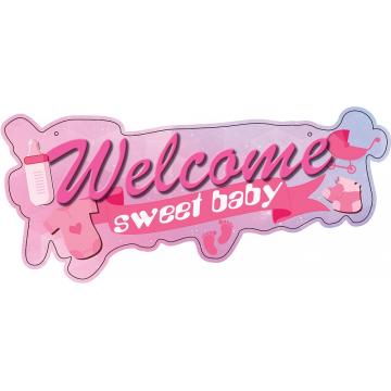 Банер Welcome sweet baby розов