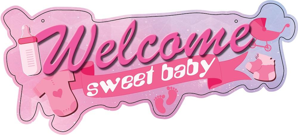 Банер Welcome sweet baby розов
