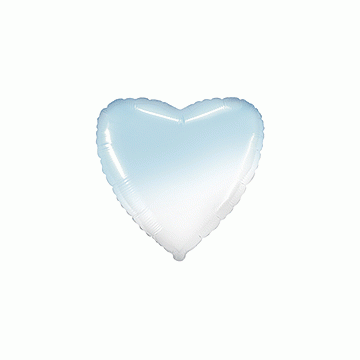 Балон фолио с формата на сърце в цвят бебешко синьо преливащо в бяло