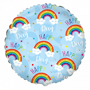 Фолиев балон Happy Day с дъги син