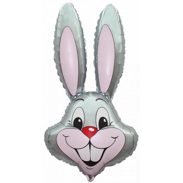 Фолиев балон глава на заек в сиво