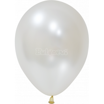 Металик Бяло – 30 см (12 инча) – 100 броя – Balonevi