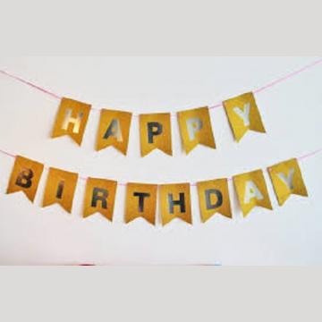 Парти надпис Happy birthday в златно