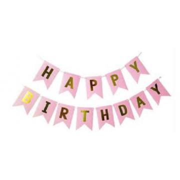 Парти надпис Happy birthday в розово