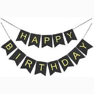 Парти надпис Happy birthday в черно