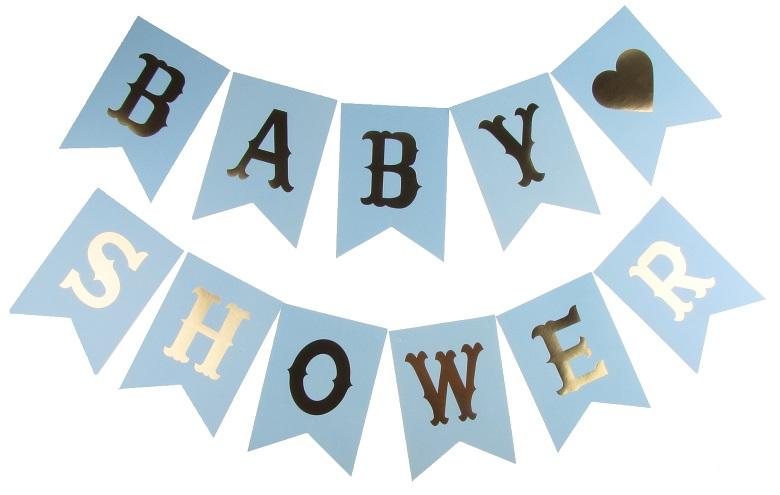 Парти надпис Baby shower в синьо