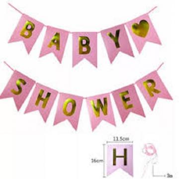 Парти надпис Baby shower в розово
